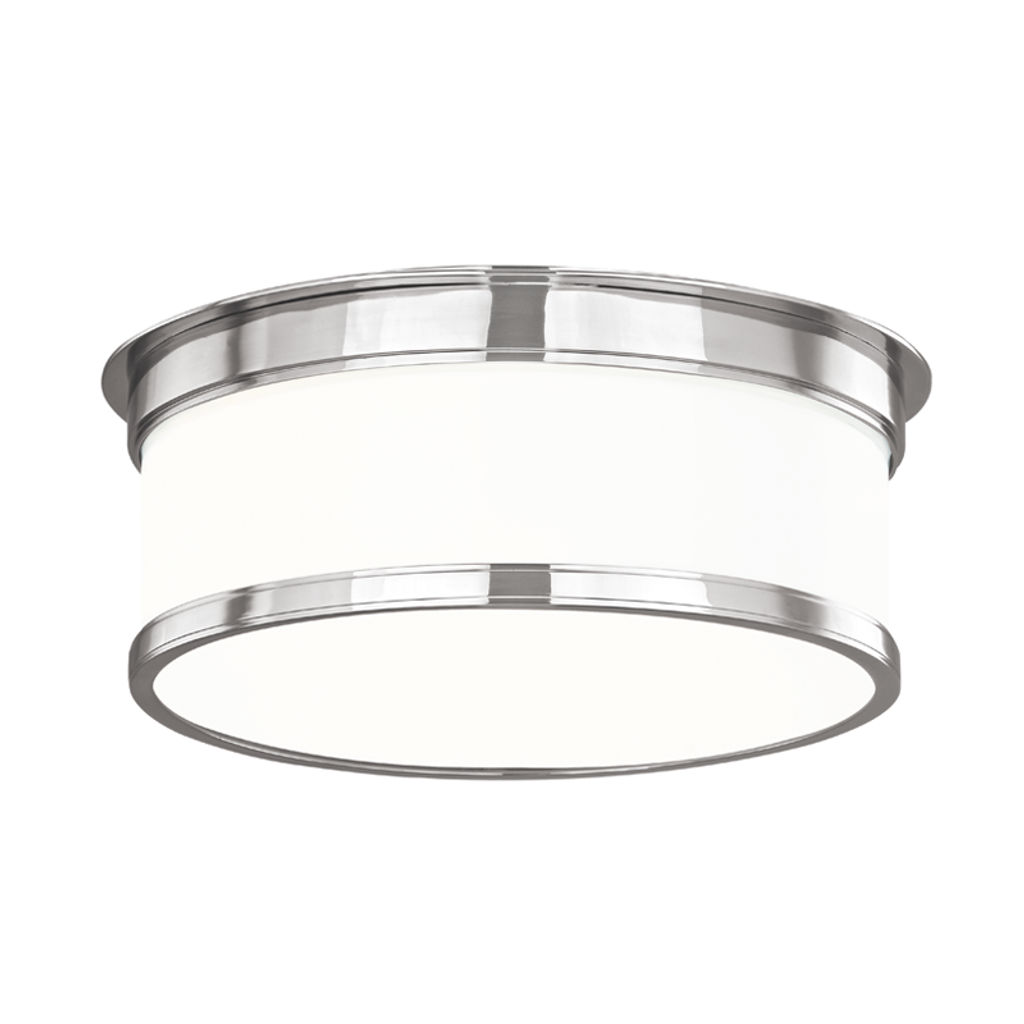 Preview image for Geneva 2 Light Flush Mount, Polished Nickel Body, Opal Glossy Shade