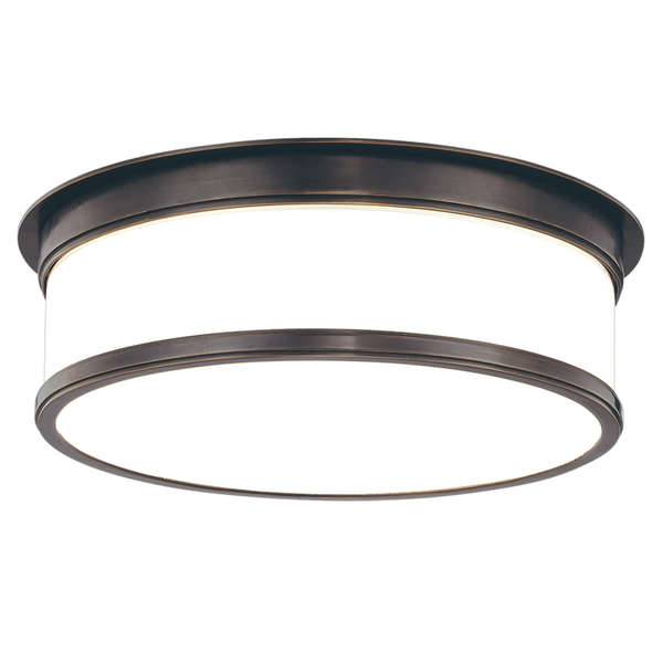 Geneva 3 Light Flush Mount, Old Bronze Body, Opal Glossy Shade