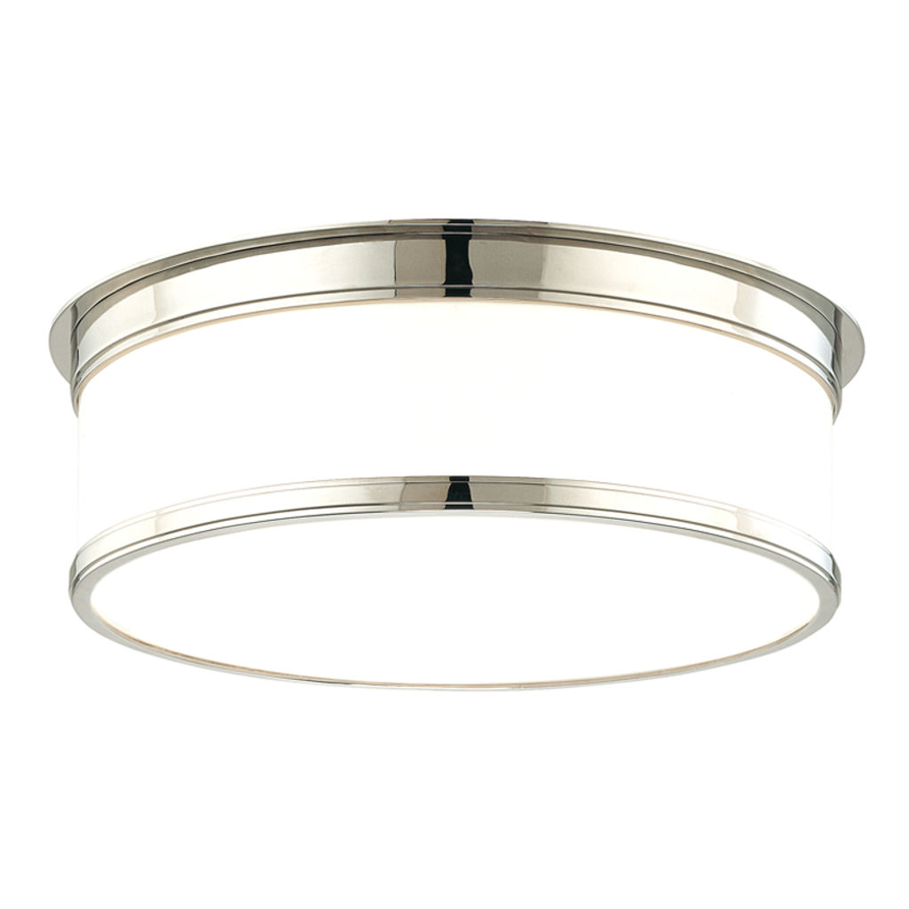 Preview image for Geneva 3 Light Flush Mount, Polished Nickel Body, Opal Glossy Shade