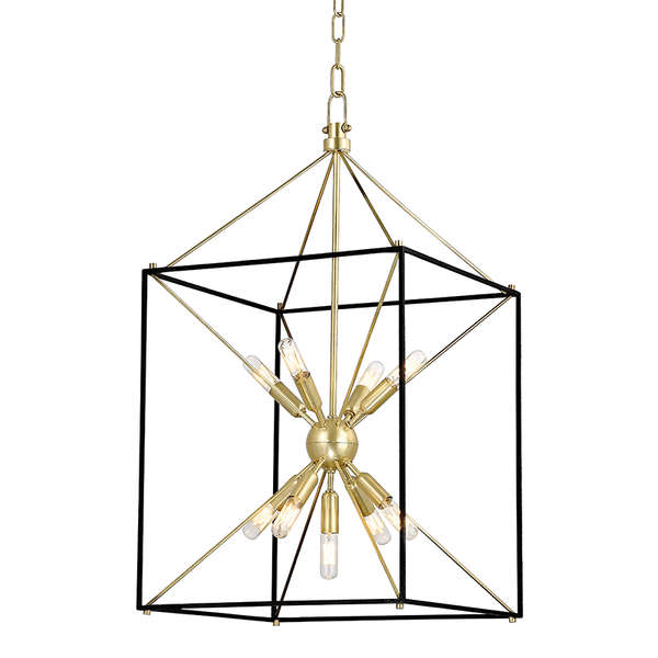 Glendale 9 Light Pendant, Aged Brass Body