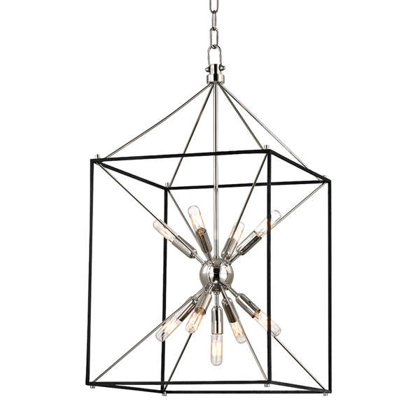Glendale 9 Light Pendant, Polished Nickel Body