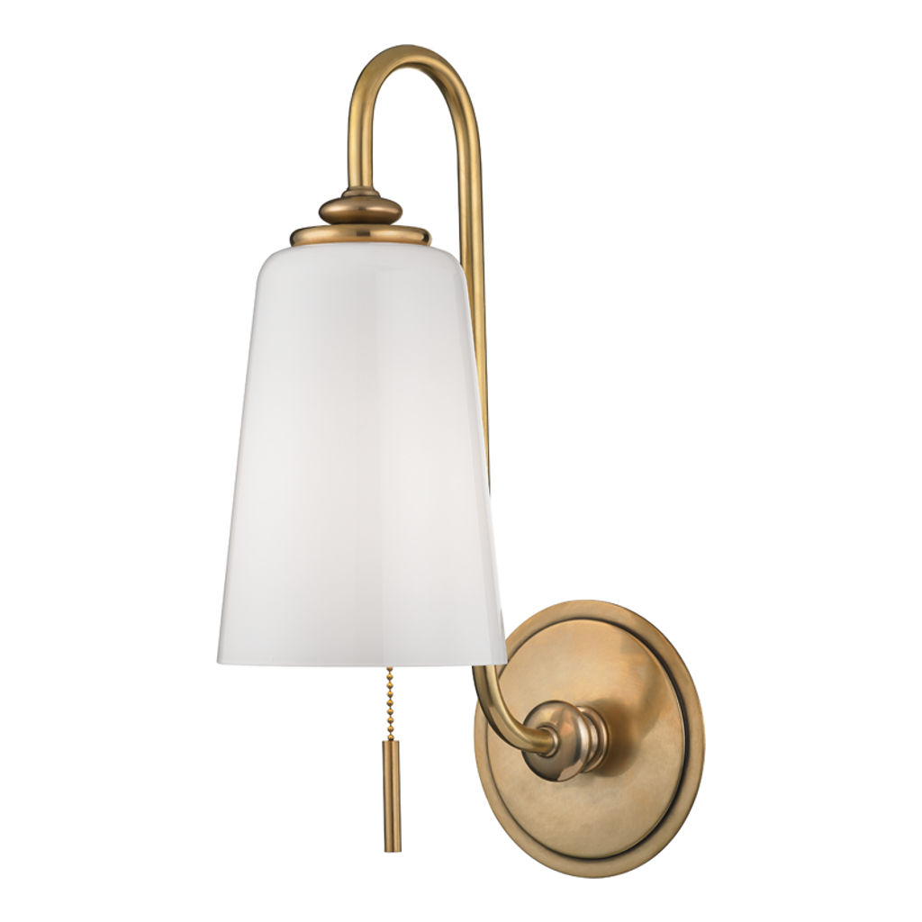 Glover 1 Light Wall Sconce, Aged Bronze Body, White Shade