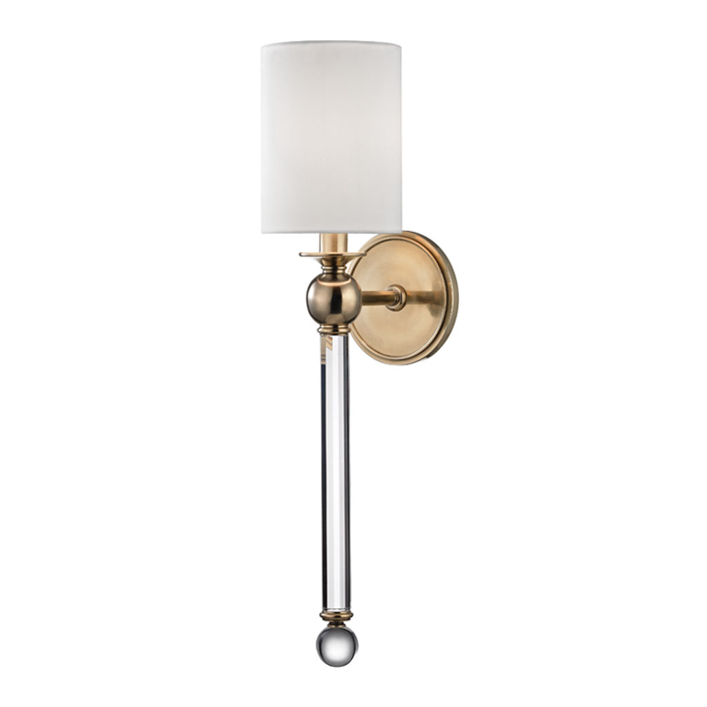 Linley 1 Light Wall Sconce, Aged Bronze Body, White Shade