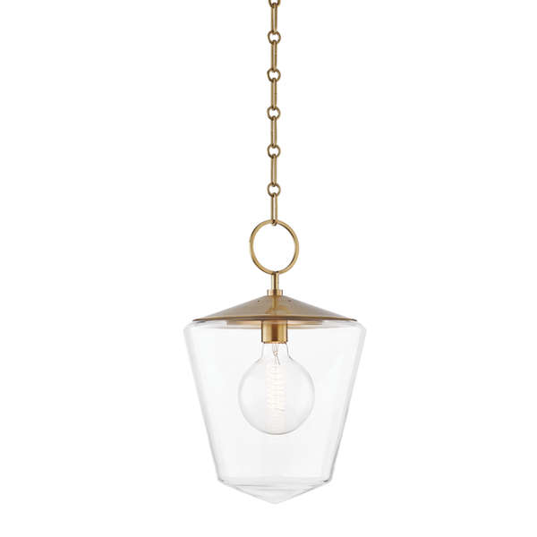 Greene 1 Light Large Pendant, Aged Bronze Body, Clear Shade