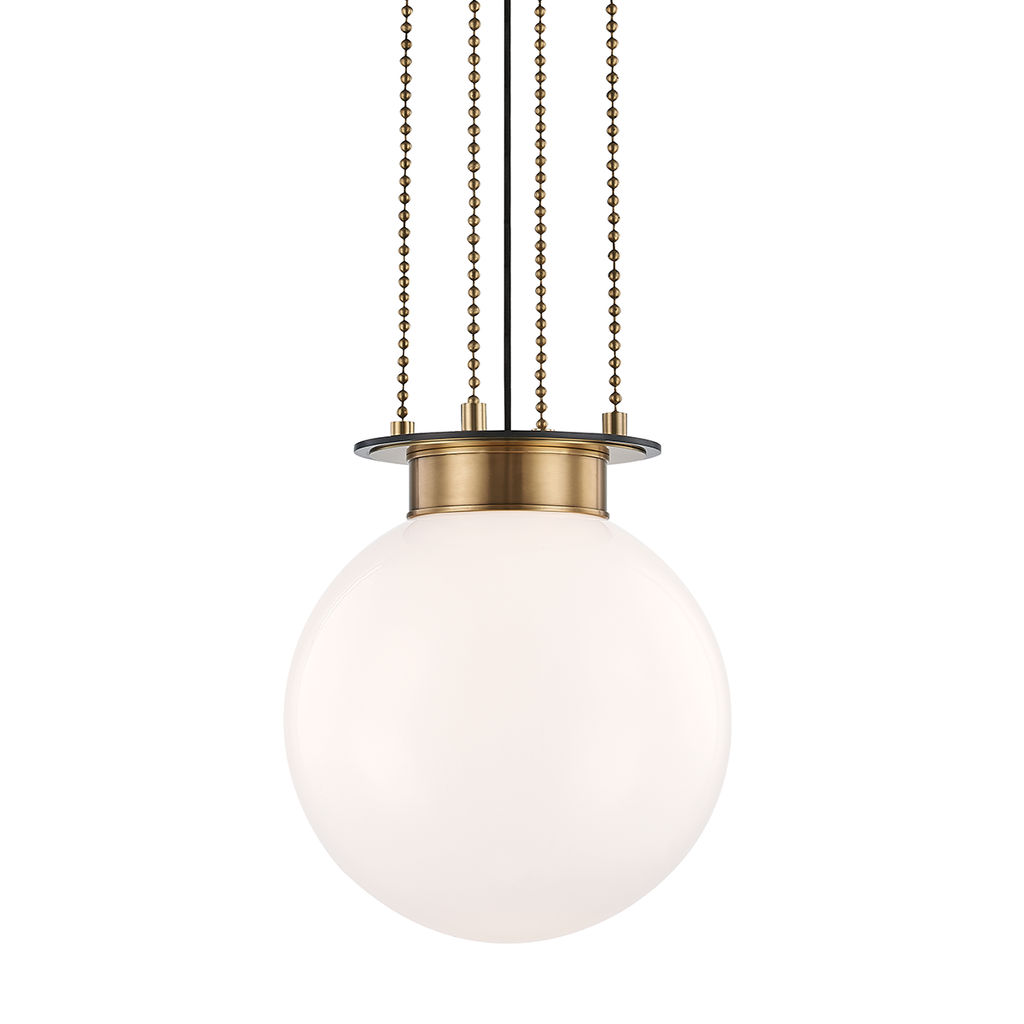 Gunther 1 Light Medium Pendant, Aged Old Bronze Body, Opal Glossy Shade