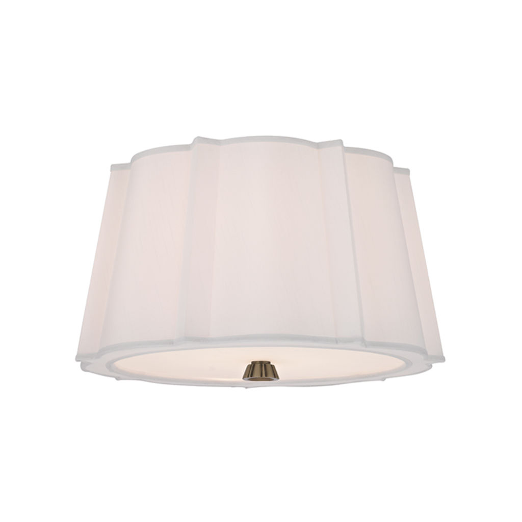 Aged Bronze Body, White Semi Flush Shade (17"D)
