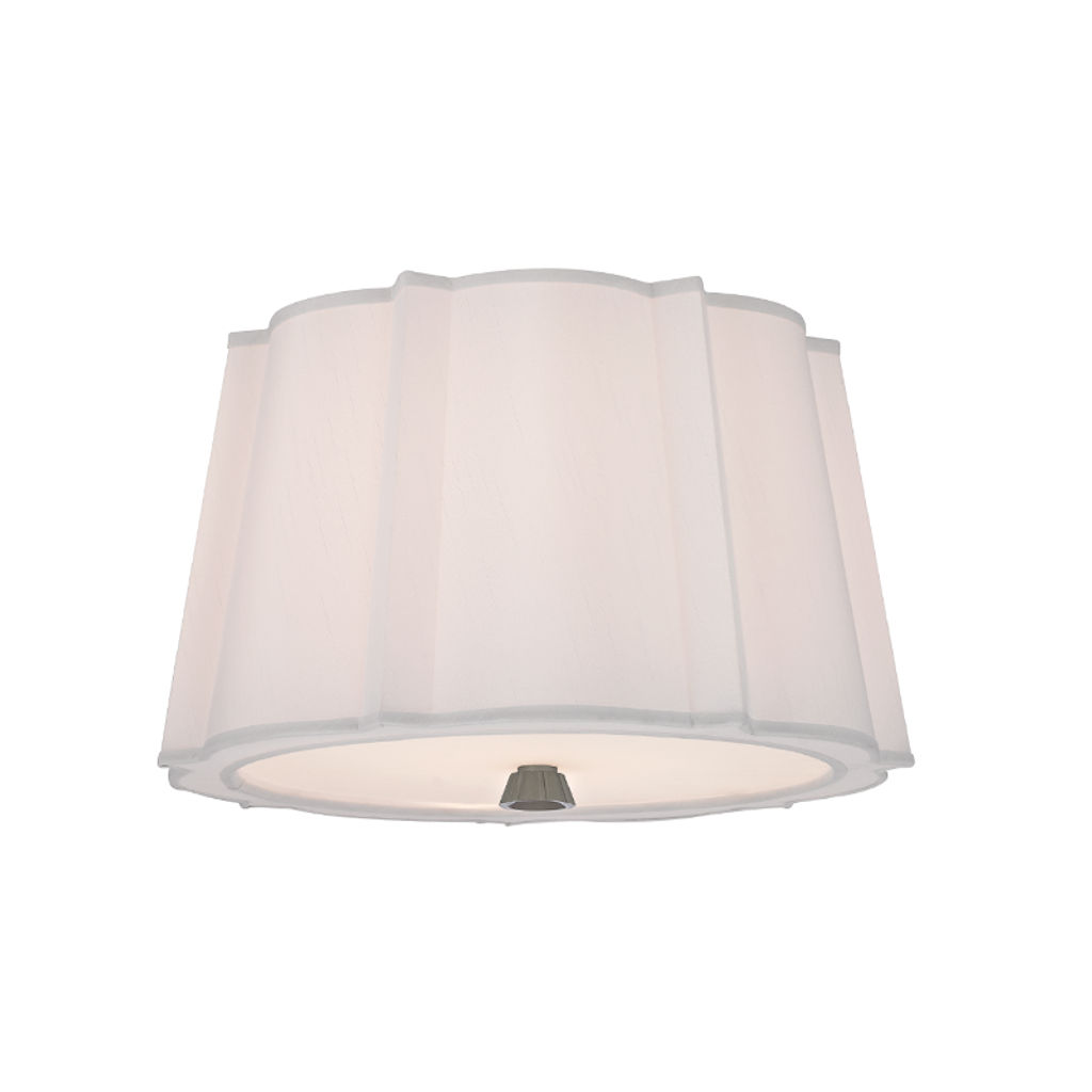 Humphrey 2 Light Semi Flush, Polished Nickel Body, White Shade