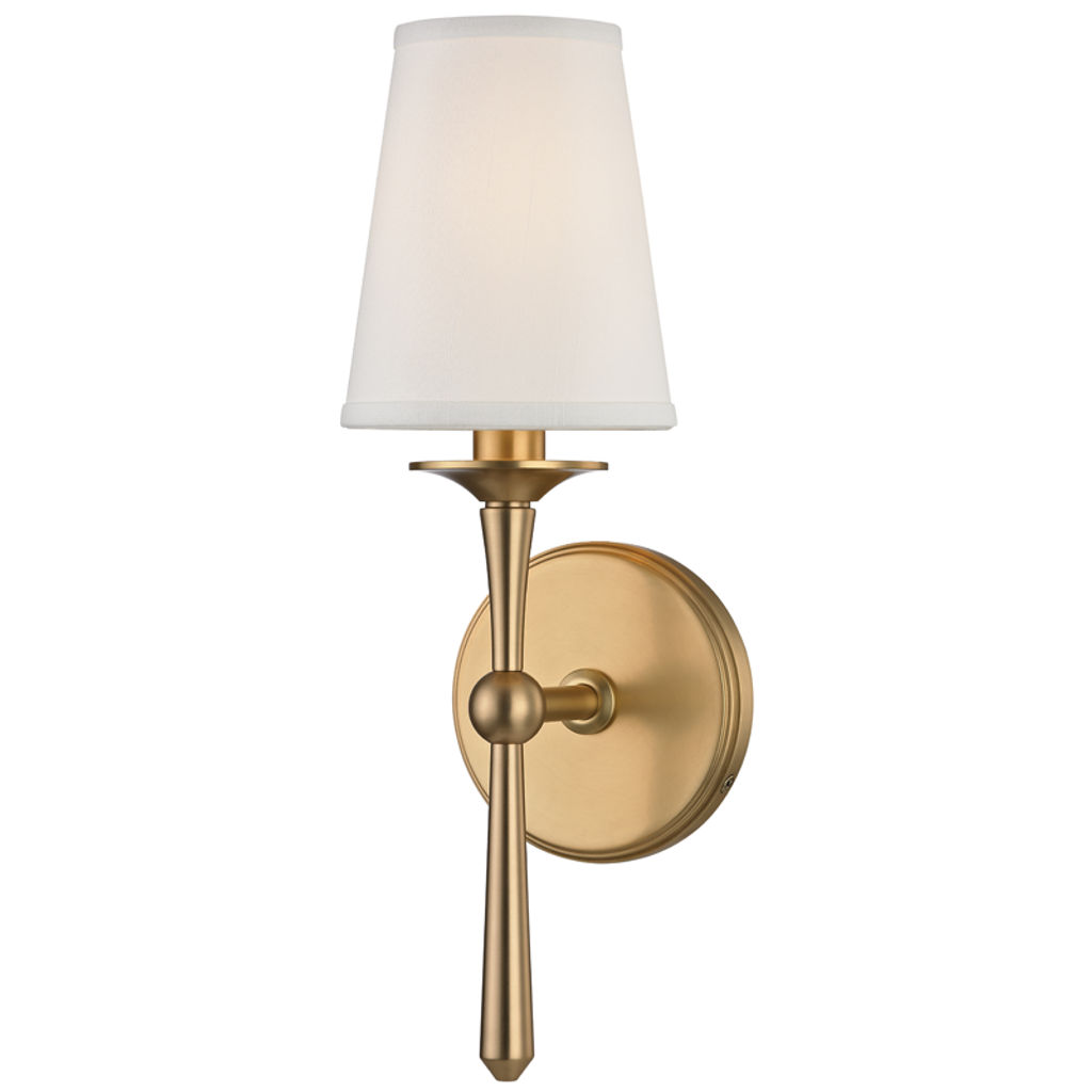 Islip 1 Light Wall Sconce, Aged Bronze Body, Off White Shade