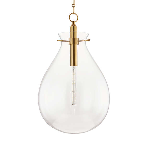 Ivy 1 Light Large Pendant, Aged Bronze Body, Clear Shade