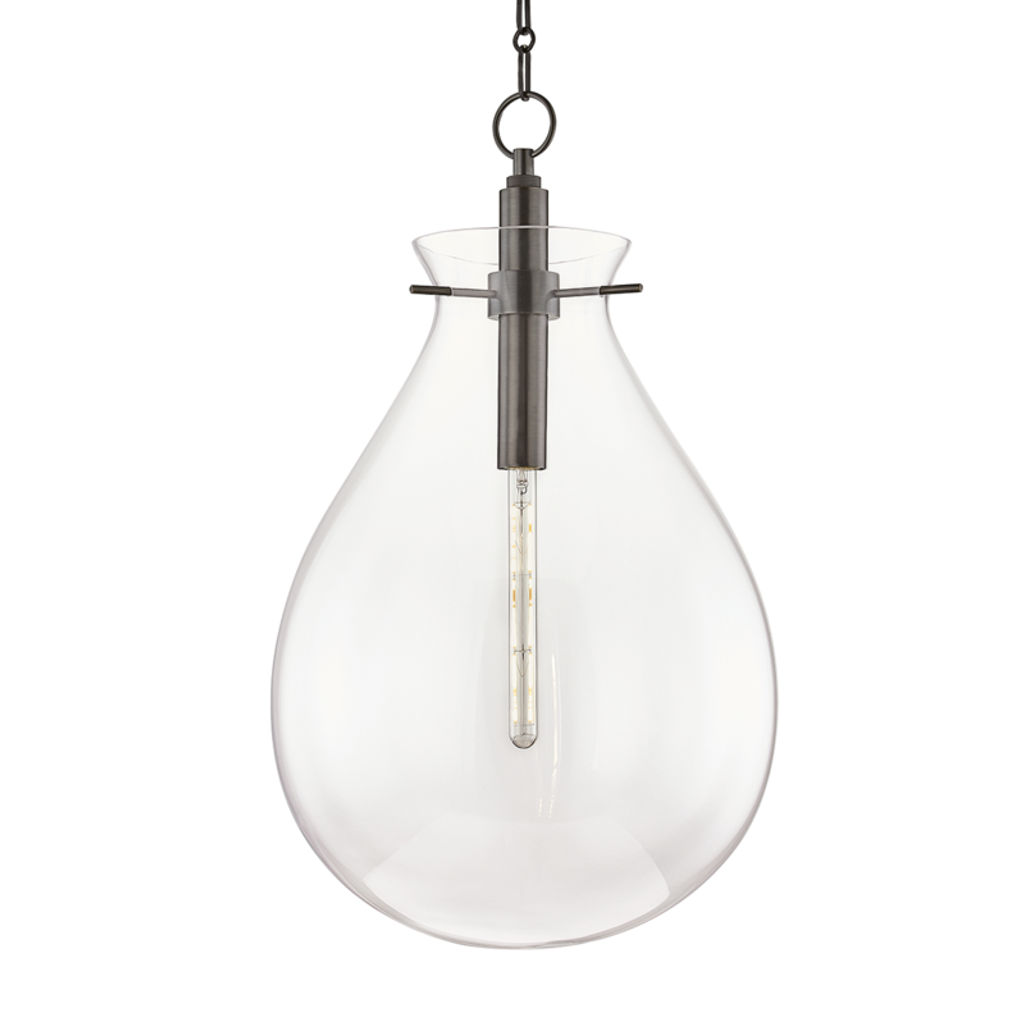 Ivy 1 Light Large Pendant, Old Bronze Body, Clear Shade