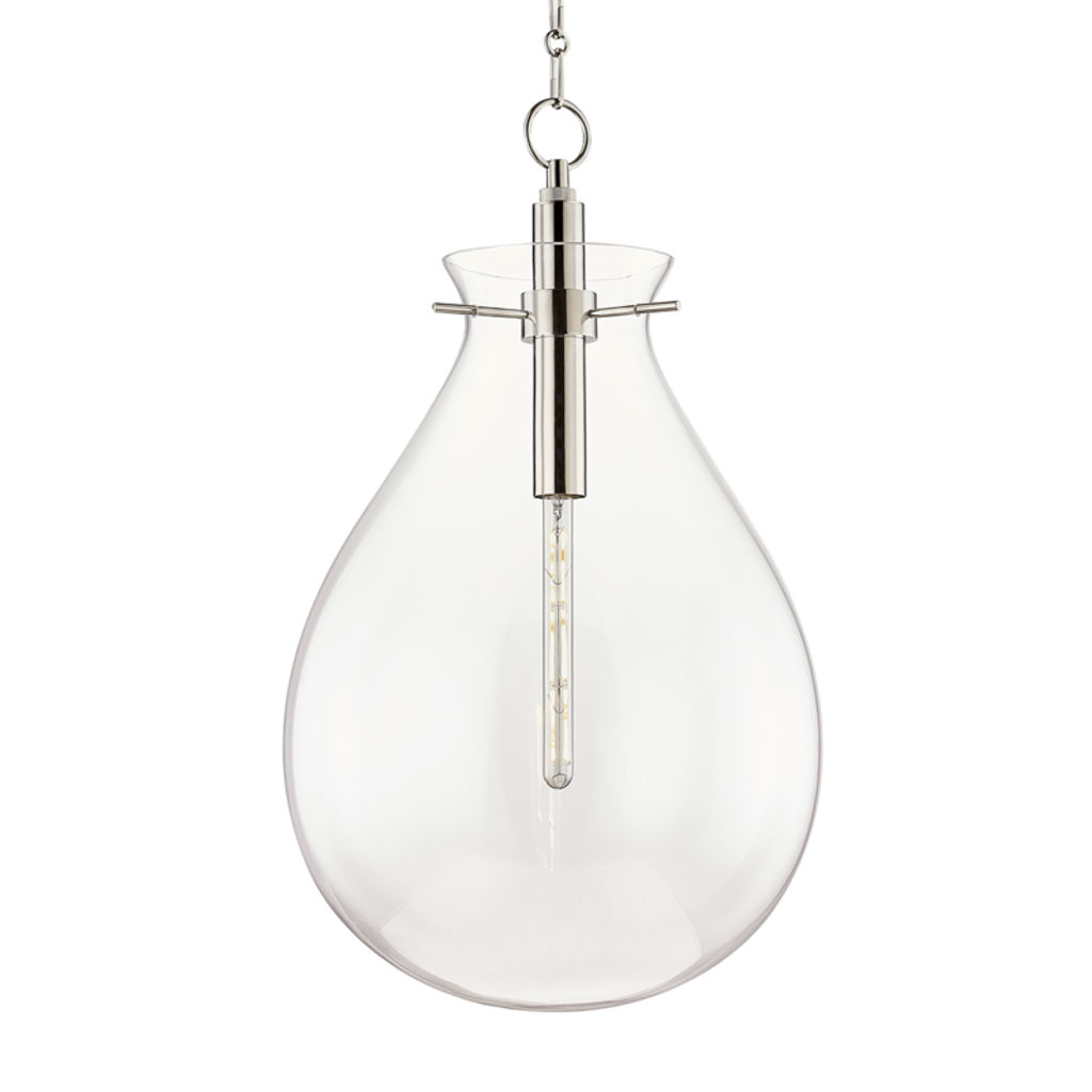 Preview image for Ivy 1 Light Large Pendant, Polished Nickel Body, Clear Shade