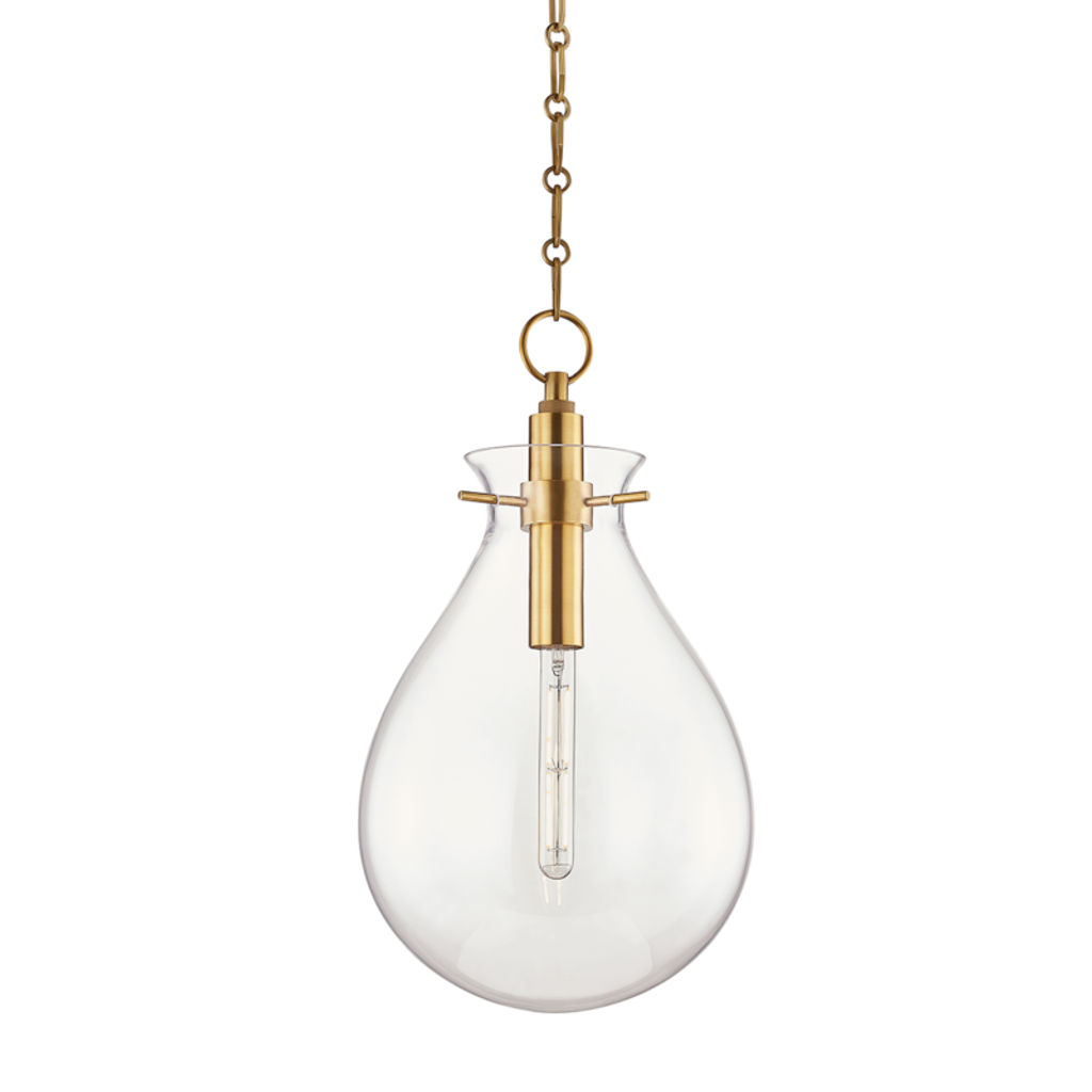 Ivy 1 Light Medium Pendant, Aged Bronze Body, Clear Shade