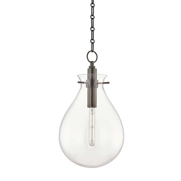 Ivy 1 Light Medium Pendant, Old Bronze Body, Clear Shade