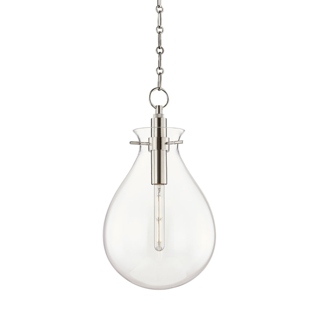 Preview image for Ivy 1 Light Medium Pendant, Polished Nickel Body, Clear Shade