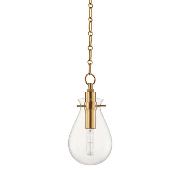 Ivy 1 Light Small Pendant, Aged Bronze Body, Clear Shade