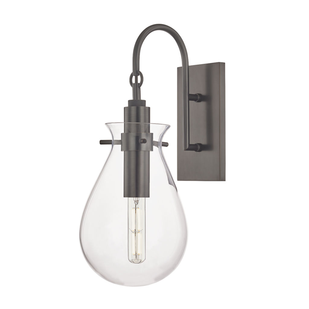 Ivy 1 Light Wall Sconce, Old Bronze Body, Clear Shade