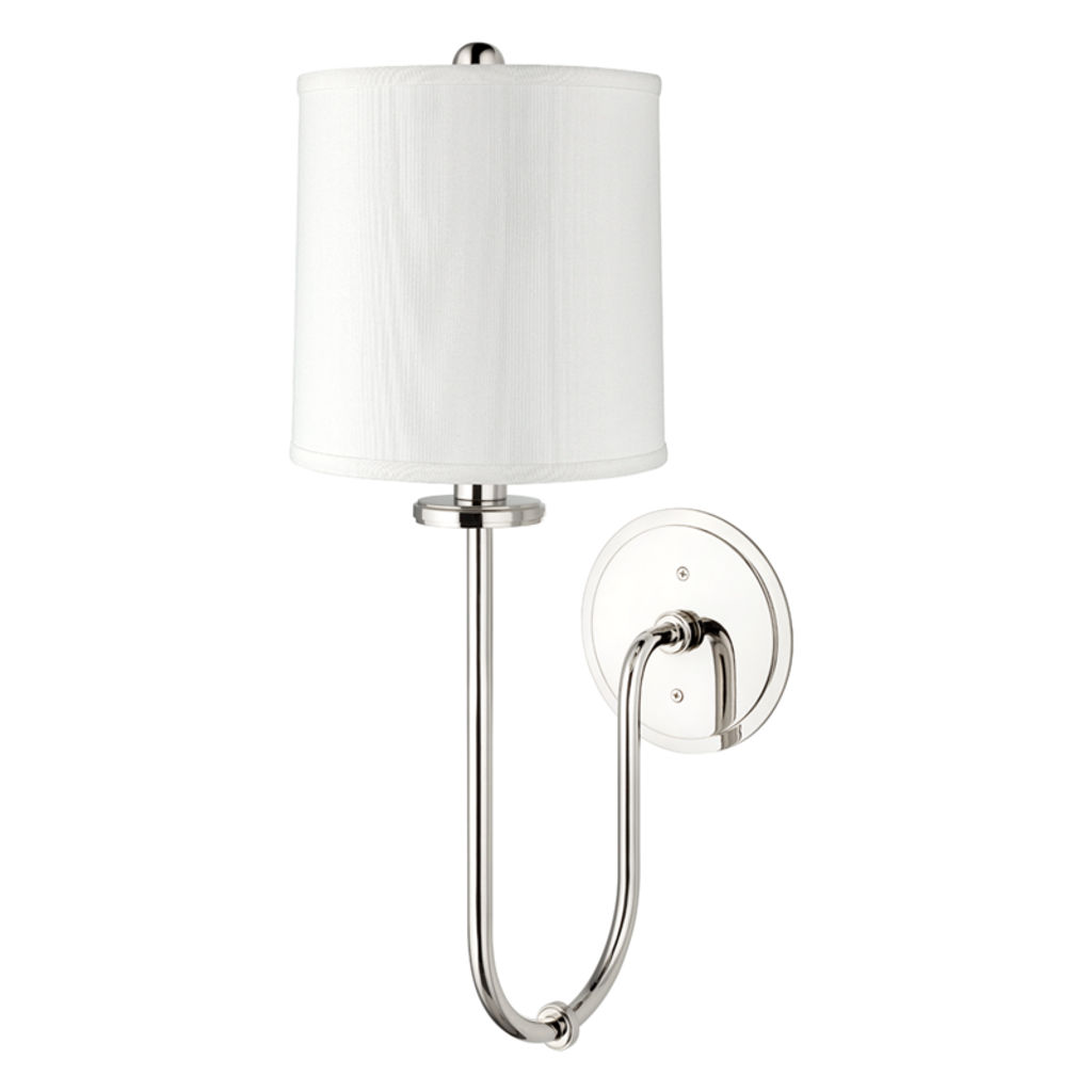 Preview image for Jericho 1 Light Wall Sconce, Polished Nickel Body, Off White Shade