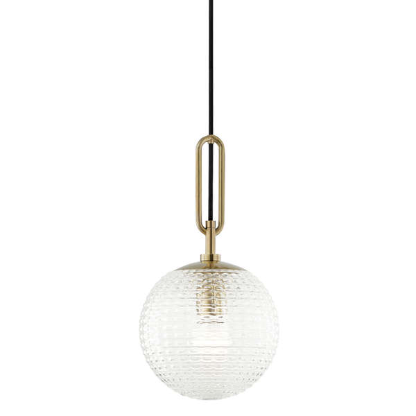 Jewett 1 Light Pendant, Aged Bronze Body, Clear Crystal Shade