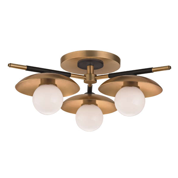 Julien 3 Light Semi Flush, Aged Bronze Body, Opal Matte Shade