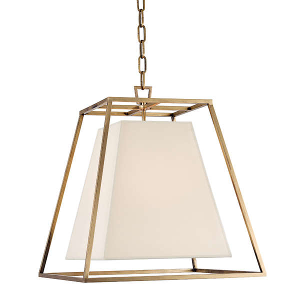 Kyle 4 Light Pendant W/White Shade, Aged Bronze Body, White Shade
