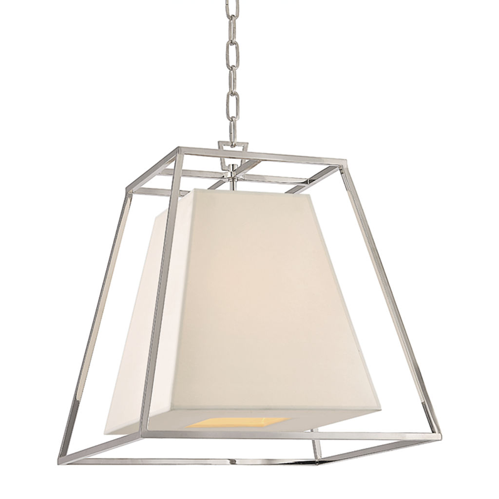 Preview image for Kyle 4 Light Pendant W/White Shade, Polished Nickel Body, White Shade