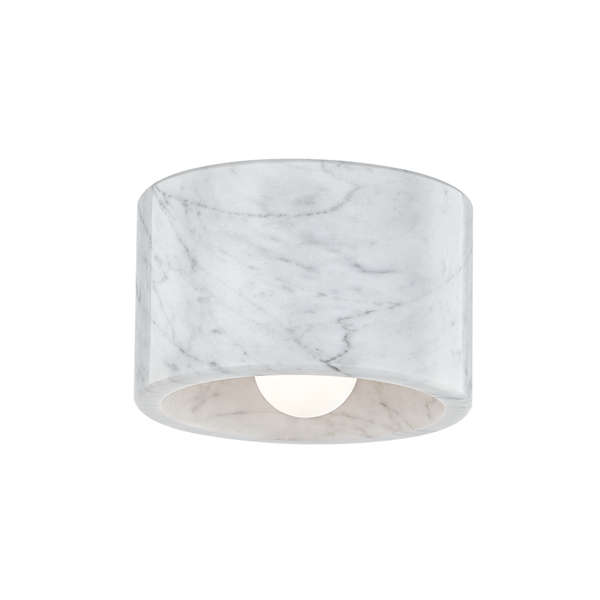 Loris 1 Light Flush Mount, Polished Nickel Body, White Shade