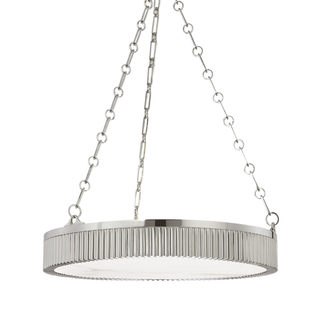 Lynden 5 Light Pendant, Polished Nickel Body, Polished Nickel Shade