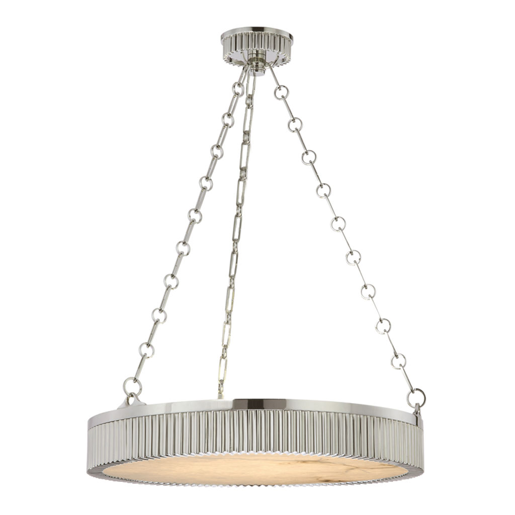 Lynden 5 Light Pendant, Polished Nickel Body, Polished Nickel Shade