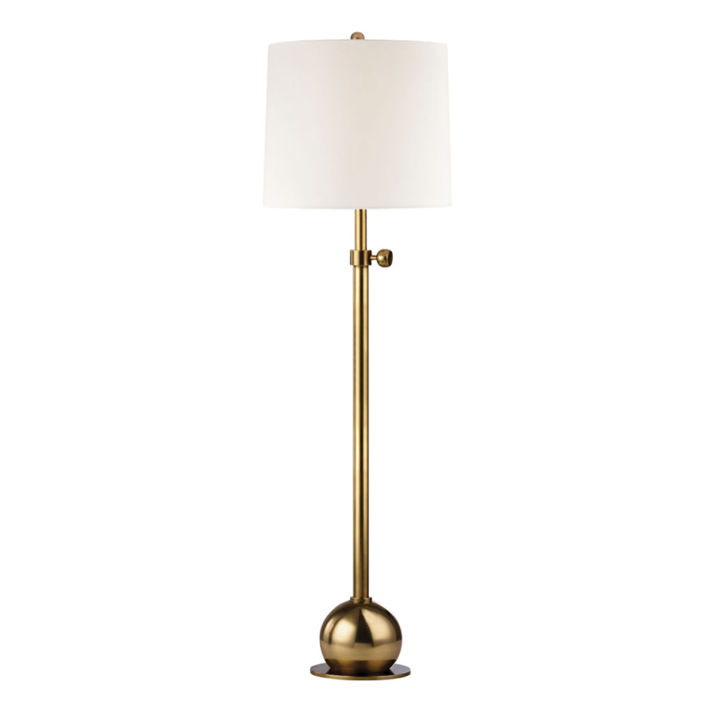 Preview image for Marshall 1 Light Adjustable Floor Lamp, Vintage Brass Body, White Shade