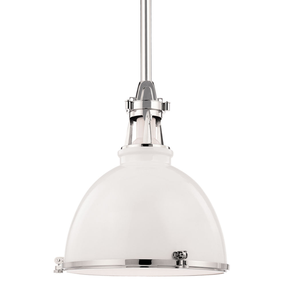 Preview image for Massena 1 Light Pendant, White/Polished Nickel Combo Body, White/Polished Nickel Shade, 21.25"