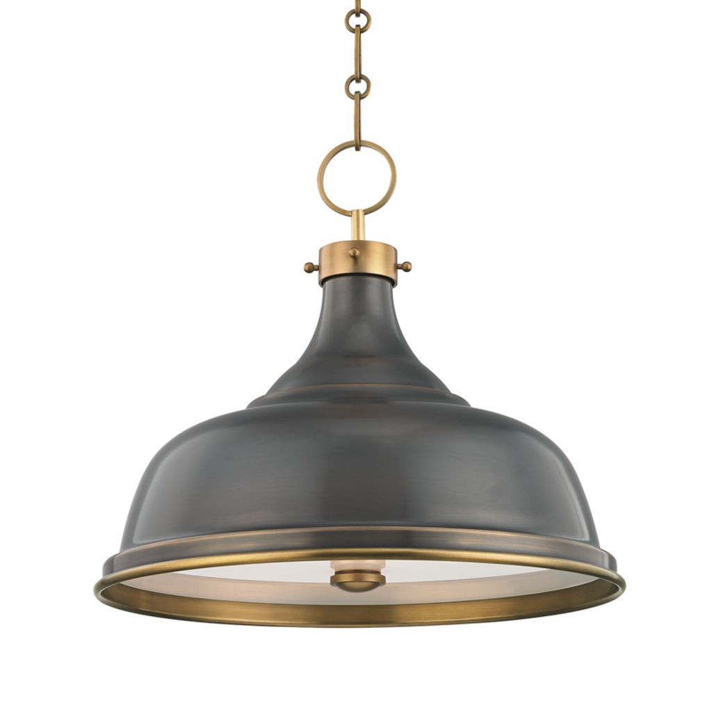 Metal No.1 3 Light Pendant, Aged/Antique Distressed Bronze Body, Distressed Bronze Shade