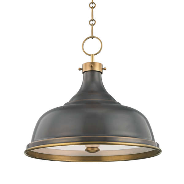 Metal No.1 3 Light Pendant, Aged/Antique Distressed Bronze Body, Distressed Bronze Shade
