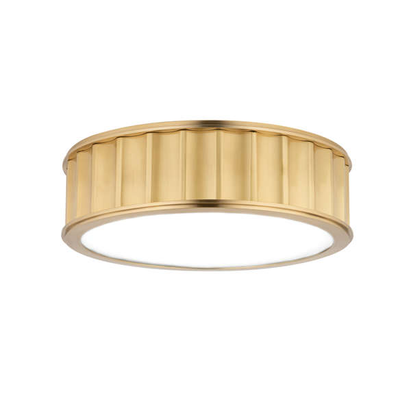 Middlebury 2 Light Flush Mount, Aged Bronze Body, Clear Outside Frosted Inside Shade