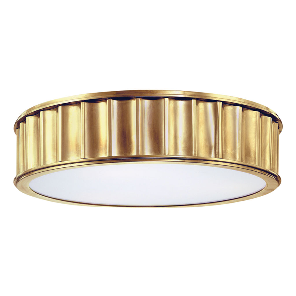 Middlebury 3 Light Flush Mount, Aged Bronze Body, Clear Outside Frosted Inside Shade