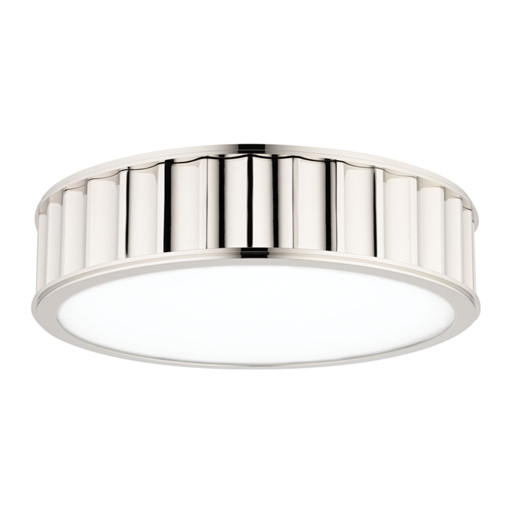Preview image for Middlebury 3 Light Flush Mount, Polished Nickel Body, Clear Outside Frosted Inside Shade