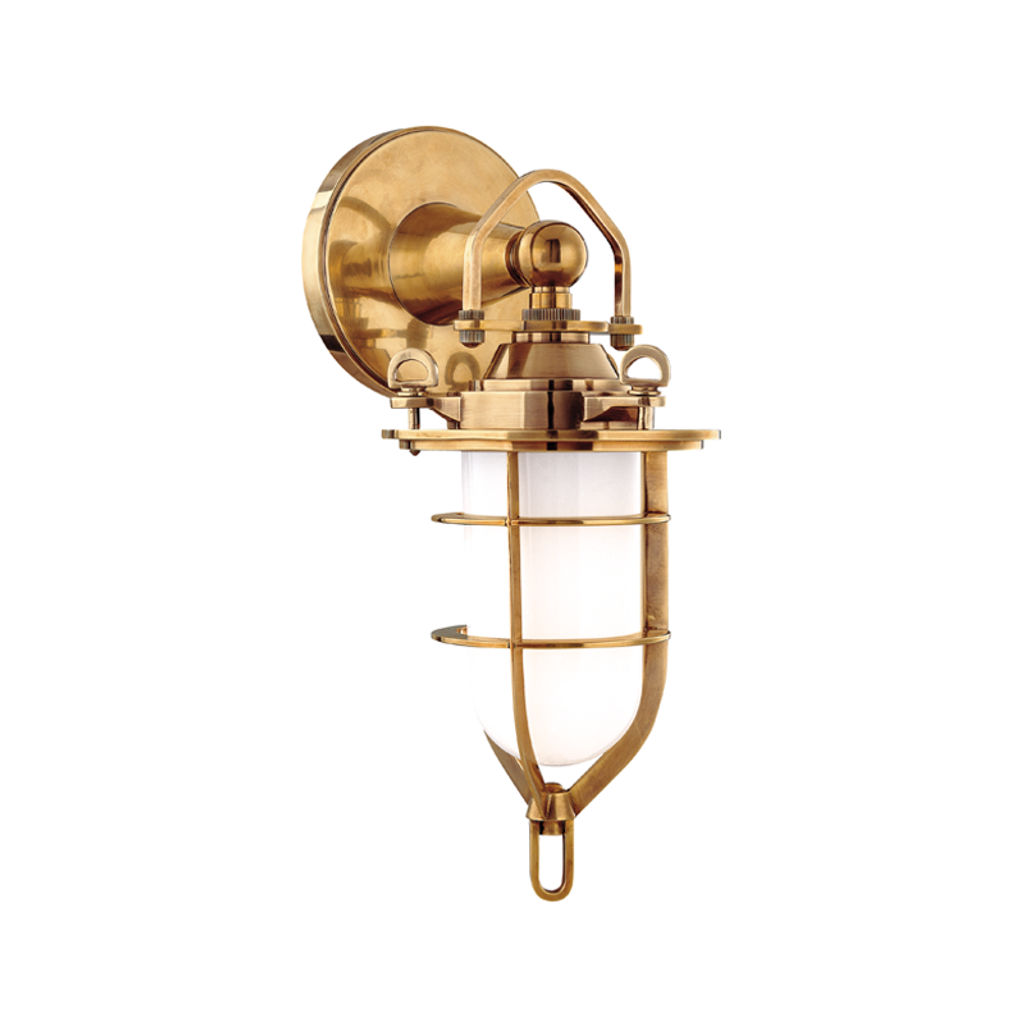 New Canaan 1 Light Bath Bracket, Aged Bronze Body, Opal Glossy Shade