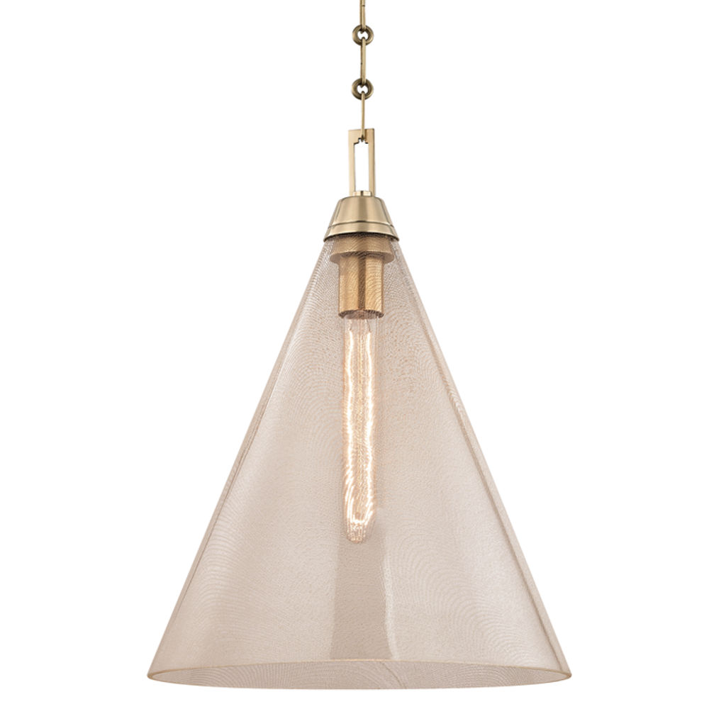 Preview image for Newbury 1 Light Pendant, Aged Bronze Body, Clear Shade, 19"