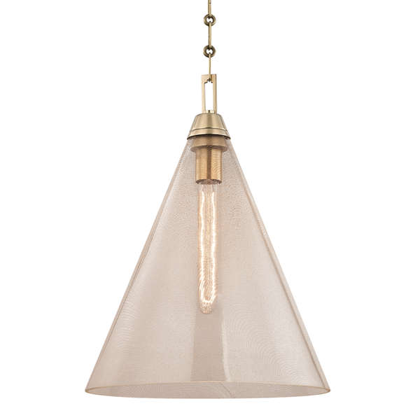 Newbury 1 Light Pendant, Aged Bronze Body, Clear Shade, 19"