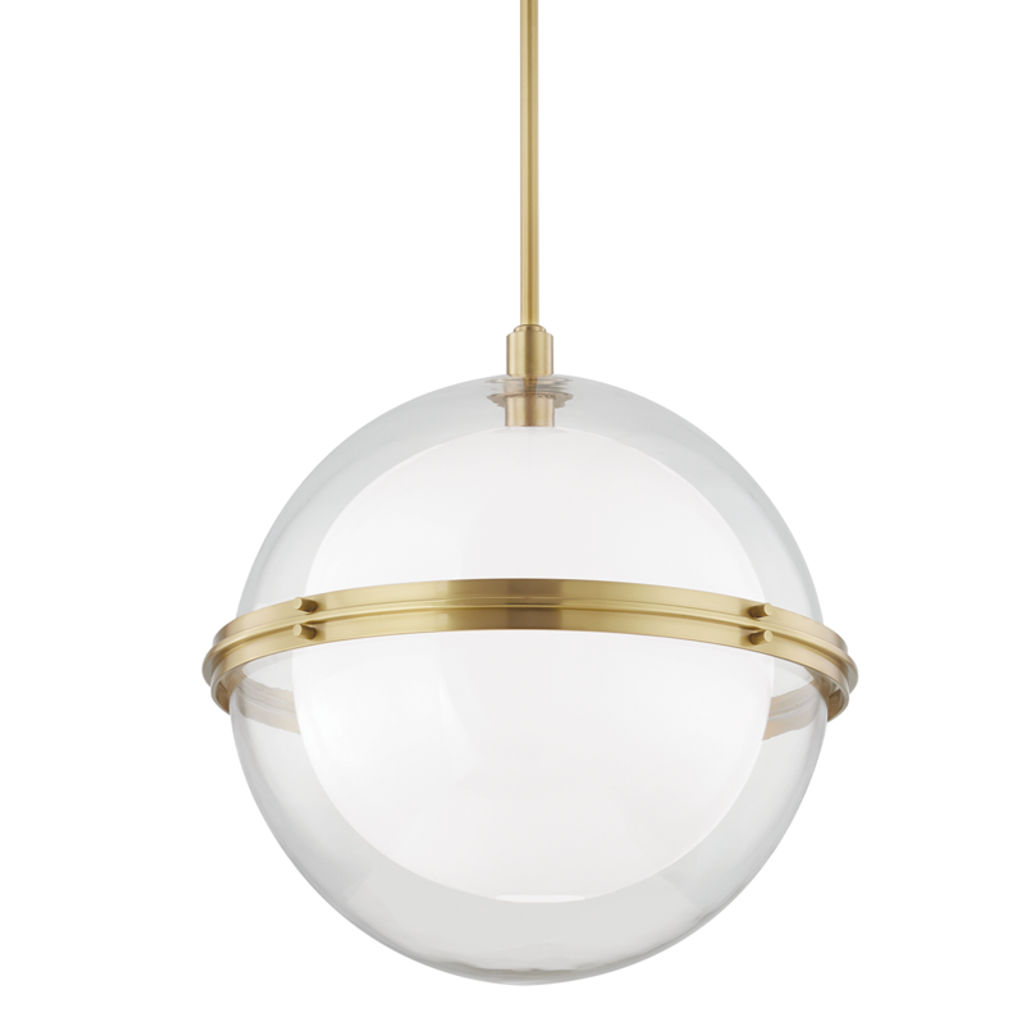Northport 1 Light Pendant, Aged Bronze Body, Clear Shade, 22"