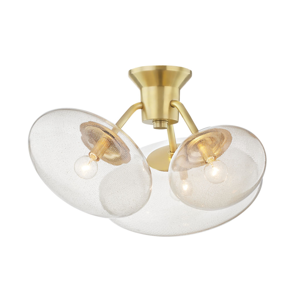 Opera 3 Light Flush Mount, Aged Bronze Body