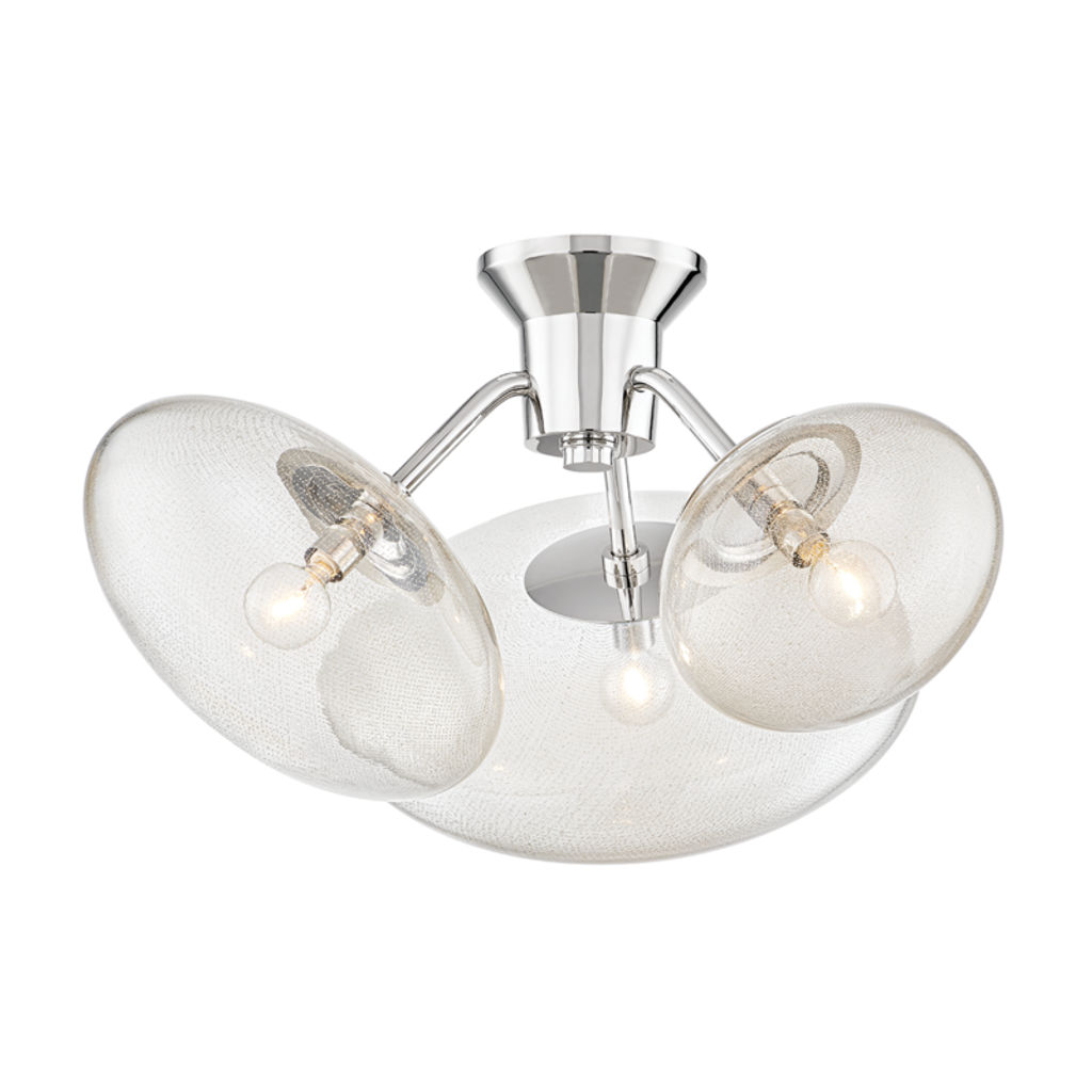 Preview image for Opera 3 Light Flush Mount, Polished Nickel Body