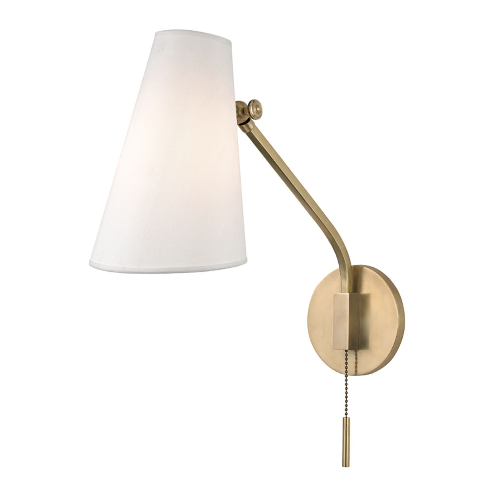 Patten 1 Light Swing Arm Wall Sconce, Aged Bronze Body, White Shade