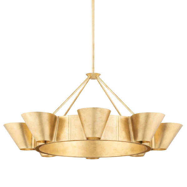 Reeve 8 Light Chandelier, Vintage Gold Leaf Body