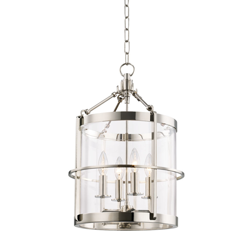 Preview image for Ren 4 Light Small Pendant, Polished Nickel Body, Clear Shade
