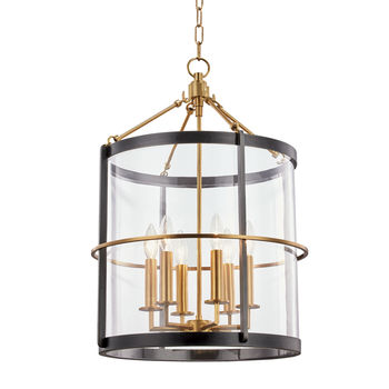 Ren 6 Light Large Pendant, Aged Old Bronze Body, Clear Shade