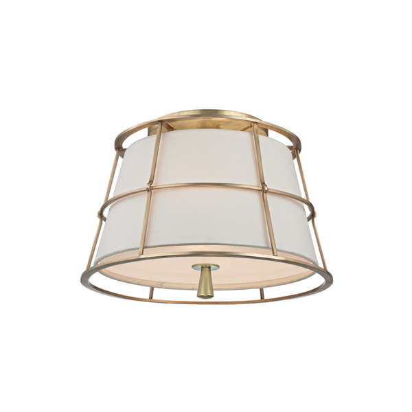Savona 2 Light Semi Flush, Aged Bronze Body, Cream Shade