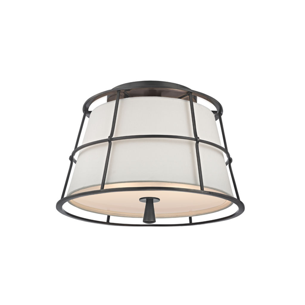 Preview image for Savona 2 Light Semi Flush, Old Bronze Body, Cream Shade