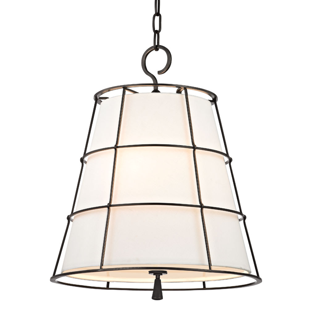 Savona 3 Light Pendant, Old Bronze Body, Cream Shade, 21.5"