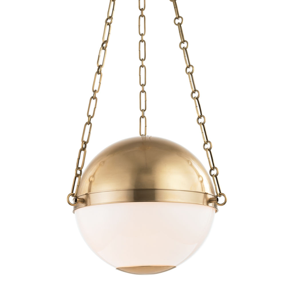 Sphere No.2 2 Light Small Pendant, Aged Bronze Body, Opal Shade