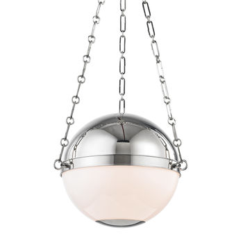 Sphere No.2 2 Light Small Pendant, Polished Nickel Body, Opal Shade